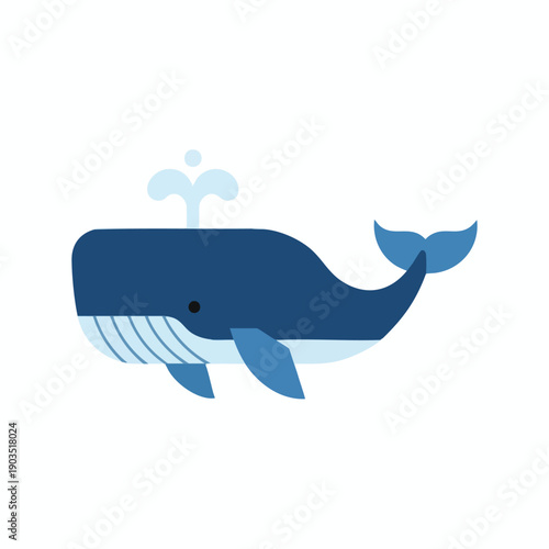 Illustration of a blue whale spouting water