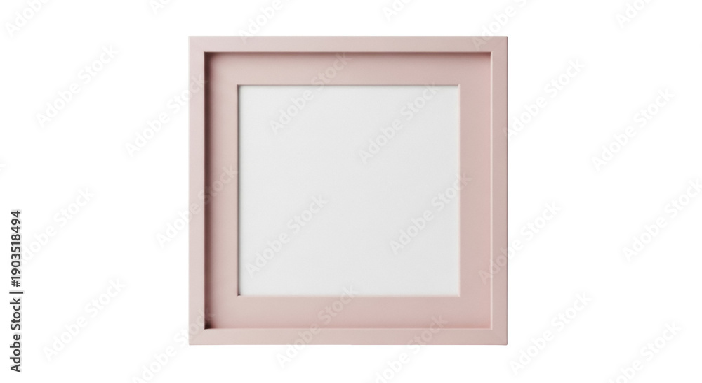 Fototapeta premium Square light pink picture frame PNG isolated on transparent background, modern photo frame for mockups and graphic design use