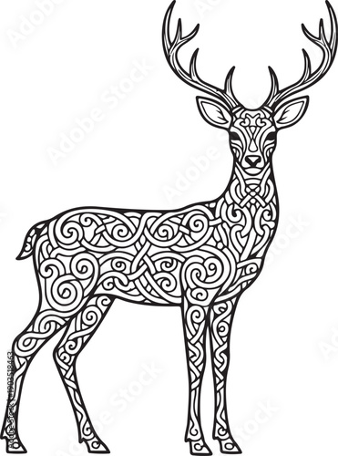 Deer Mandala Design Silhouette Vector Illustration Art