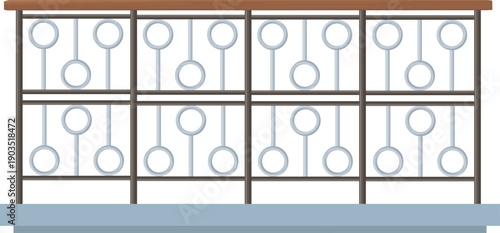 Decorative balcony border in geometric style. Building architecture element