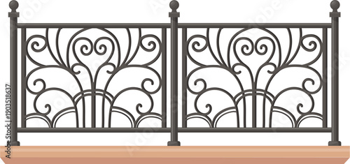 Terrace border in vintage forgery style. Metal ornament