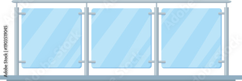 Glass barrier. Modern balcony railing cartoon element