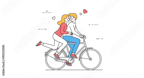 Couple Riding Bicycle Together with Love and Affection.
