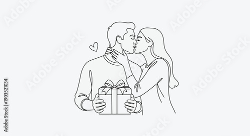 Couple Sharing a Romantic Moment with Gift.