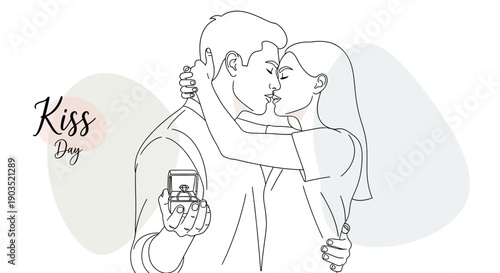 Couple Sharing a Romantic Kiss on Valentine's Day.