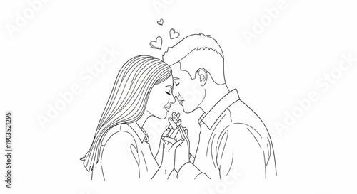 Couple Sharing a Romantic Moment with Hearts in the Air.