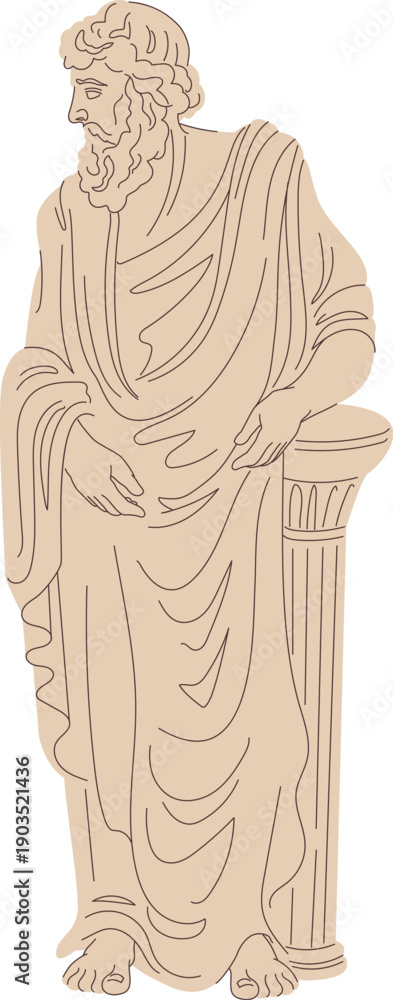 Obraz premium Ancient sculpture. Vintage stone male statue drawing