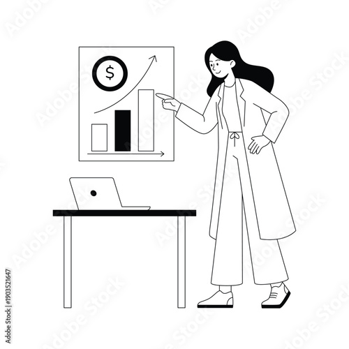 A visually engaging glyph illustration of startup growth strategy highlighting financial progress