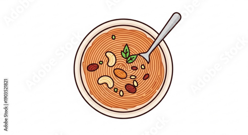 Delicious bowl of nuts and seeds in a nutritious porridge with a spoon healthy breakfast or snack