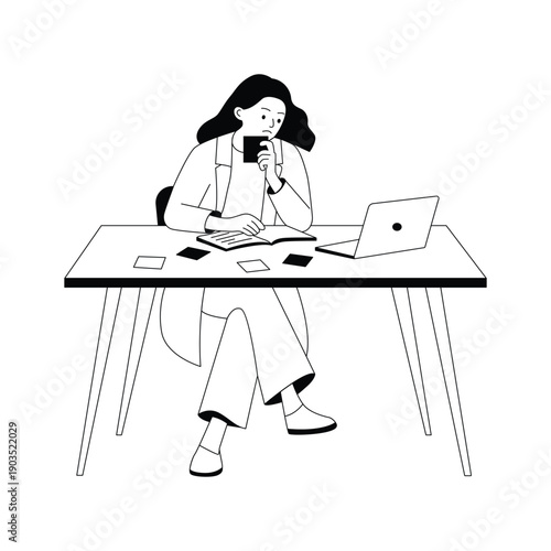 A visually appealing glyph illustration of startup brainstorming and strategic planning