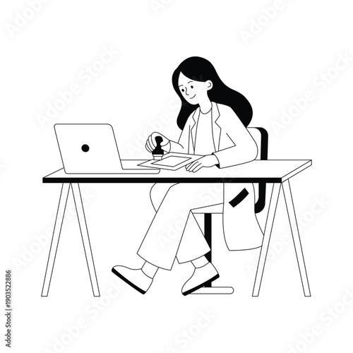 A beautifully designed glyph illustration of startup focused work and productivity