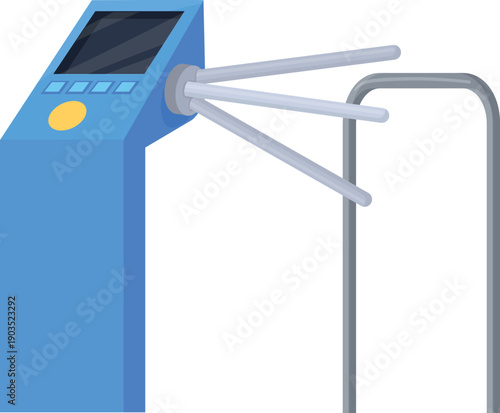 Turnstile cartoon icon. Electronic gate. Security system