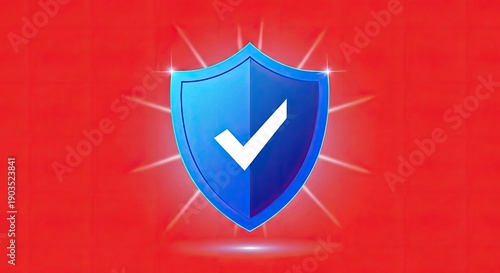 Wallpaper Mural Protection and security symbol with shield and checkmark on red background Torontodigital.ca