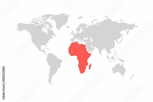 Italy Map Highlighted Red on World Map Vector Illustration.
