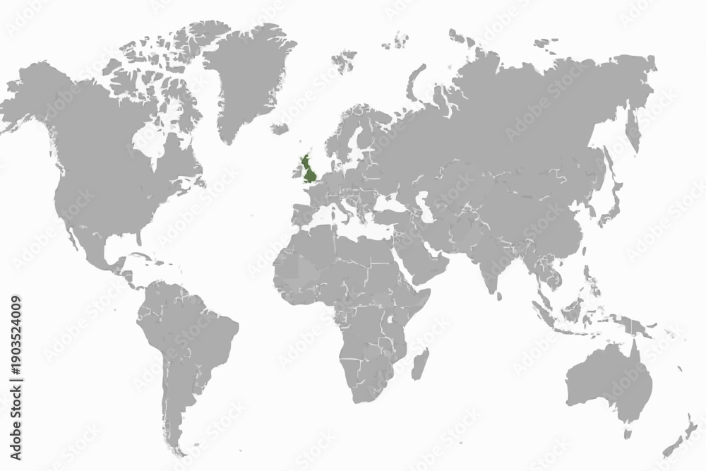 Fototapeta premium United Kingdom Highlighted Navy Blue on World Map Vector.