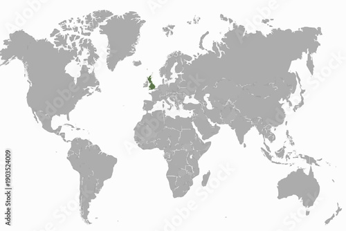 United Kingdom Highlighted Navy Blue on World Map Vector.