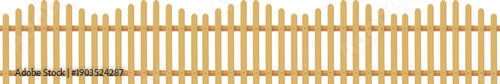 Wooden boundary horizontal border. Cartoon plank fence