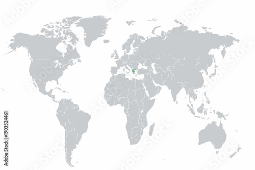 Greece Highlighted Orange on Full World Map Vector Illustration.