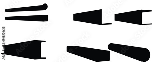 Set of metal parts for metal structures. 3d vector illustration