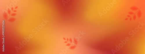 Autumn gradient background with soft leaves. Abstract orange blurred banner with copy space. Red yellow cozy colors. Vector illustration for sale, web, wallpaper