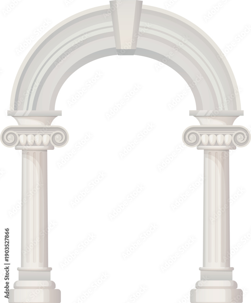 Naklejka premium Ancient arch. White marble pillar cartoon icon