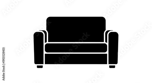 Classic comfortable armchair furniture silhouette, isolated white background