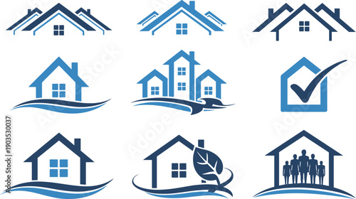 Real estate property icons house symbols building logos