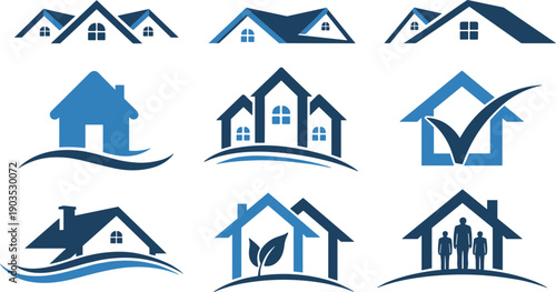 Real estate property icons house logo designs modern architecture