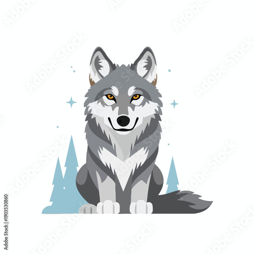 Cartoon gray wolf illustration