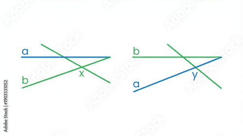 Geometric shapes with intersecting lines and labeled points  mathematical concept