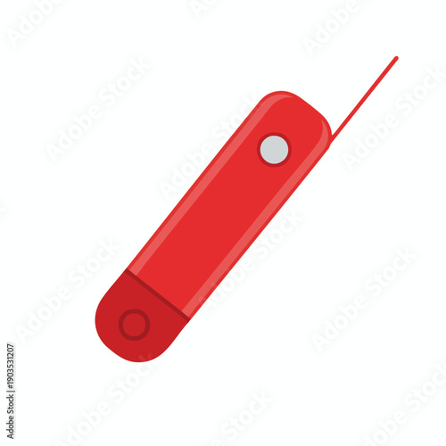 Red Dongle or Adapter on White Background