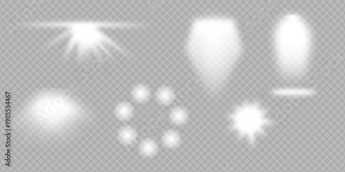 Soft White Glow Light Effects Collection on Transparent Background