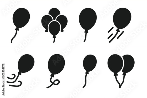 Outdoor Balloon Icons. Outdoor balloons. Filled icon set of Outdoor balloons: drifting balloon, balloon cloud