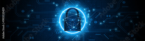 Lock icon. Cyber ​​security and data protection concepts and privacy. Innovative concept of advanced safety technology