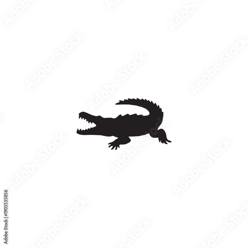 Crocodile and lizard isolated on a white background in a simple wildlife illustration