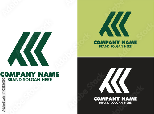 Abstract 3D Green Geometric Pillars for Architecture and Modern Infrastructure Business, vector logo template