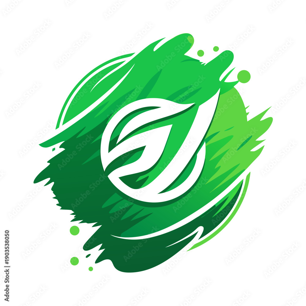 Fototapeta premium A green and white logo on a white background