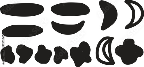 Ancient symbols and abstract shapes resembling early human or cultural iconography