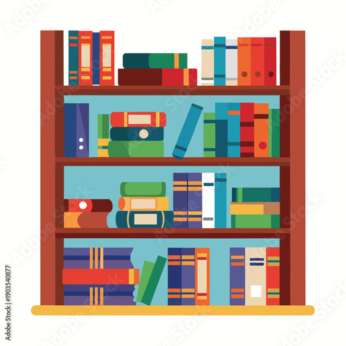 Colorful book collection on a wooden bookshelf