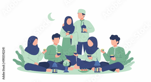 People gathered together enjoying a social event under the night sky