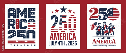 vector illustration of an 250 American Anniversary, USA 250th Anniversary Typographic Vector Emblem
