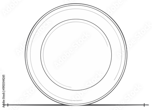 Minimalist Hand-Drawn Sketch of an Empty Round Plate Resting on a Flat Surface