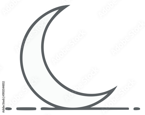 Minimalist Crescent Moon Outline Symbol for Night and Sleep Themes