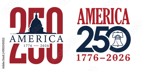 America 250 Patriotic Typography Logo with Historic Elements