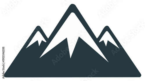 Stylized Graphic Icon of Snowy Mountains Peaks Representing Adventure and Nature