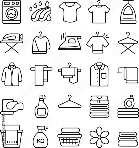 Laundry day essentials with modern icons for business use