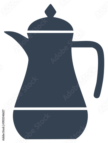 Traditional Blue Coffee Pot Vector Illustration with Handle and Lid for Hot Beverage Serving