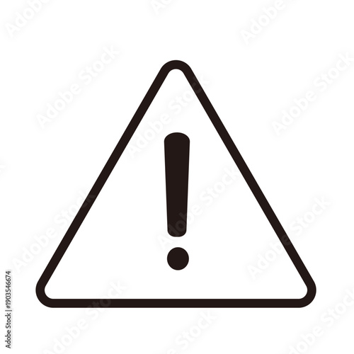 注意や警告を促す三角のびっくりマークのアイコンイラスト素材