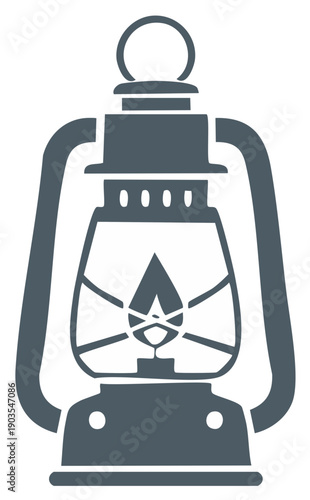 Classic oil lamp illustration, retro kerosene lantern for camping and outdoor adventure