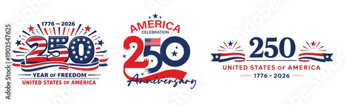 uk flag text with british flag, United States 250 Year Celebration Vector Branding Logo